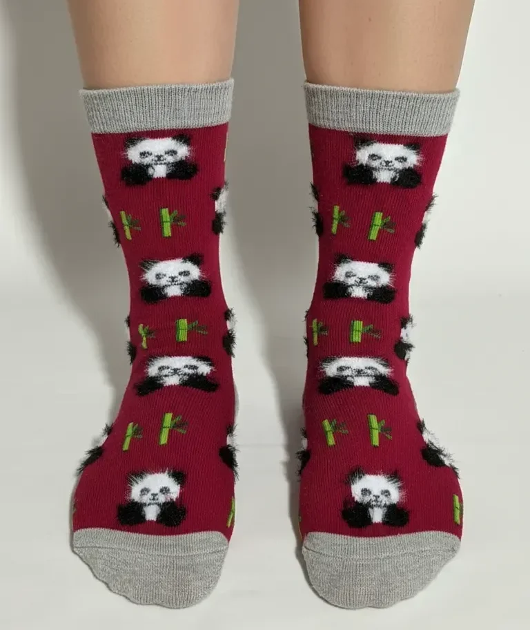 Kadın Pamuklu Figürlü Panda Tüylü