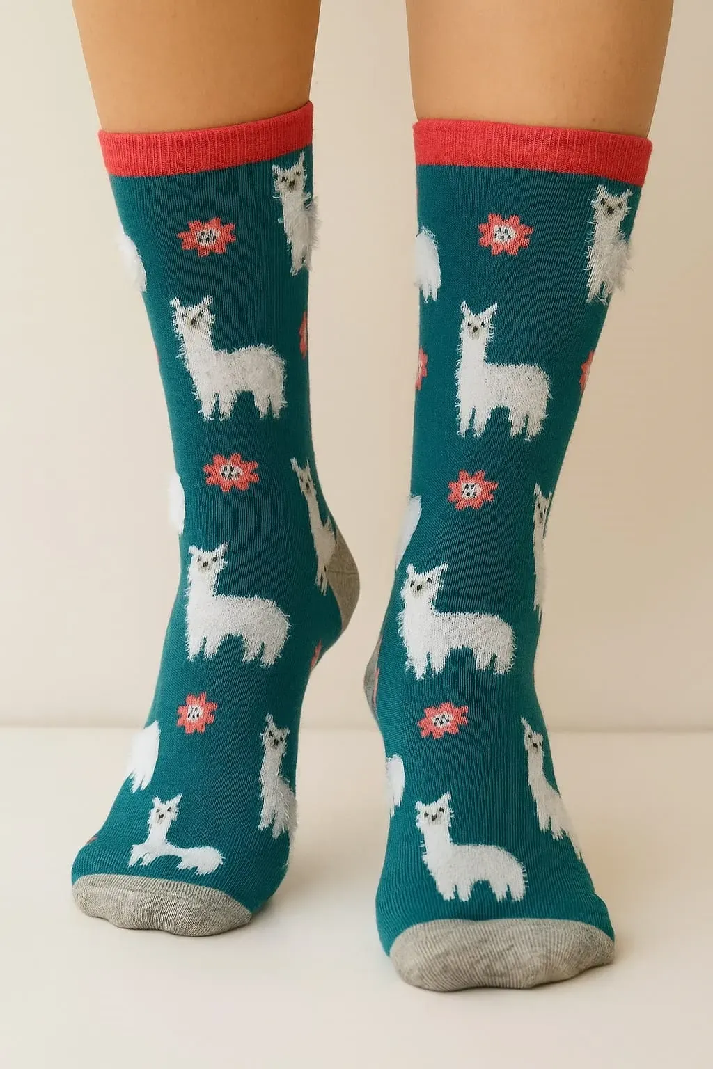 Kadın Pamuklu Figürlü Lama Tüylü