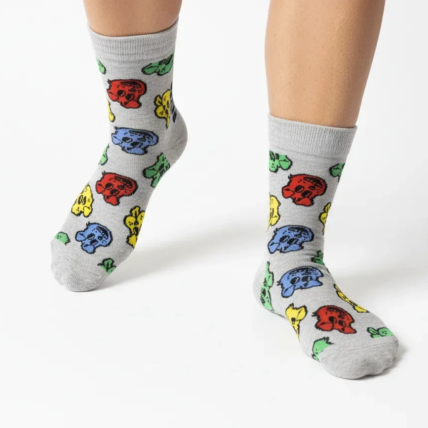 Kadın Pamuklu Figürlü Gri