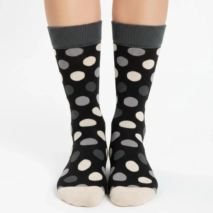 Kadın Pamuklu Figürlü Puantiyeli Siyah