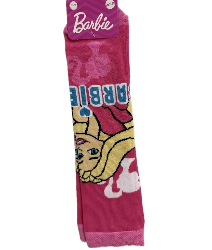 Lisanslı Barbie Desenli Çorap Pamuklu Çocuk Çorabı Pembe