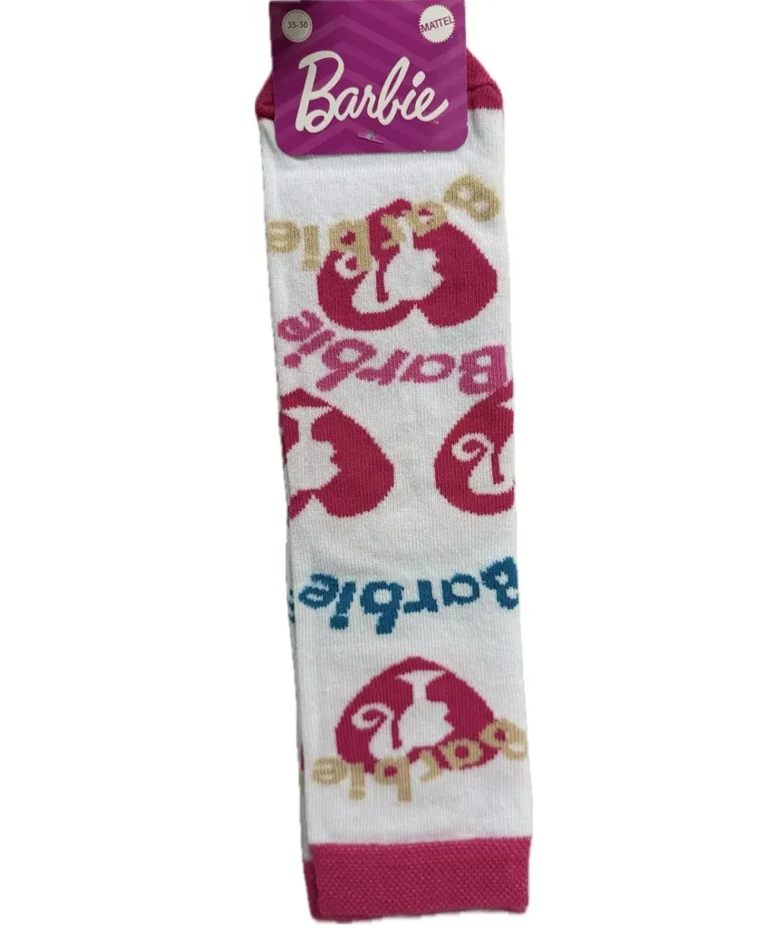 Lisanslı Barbie Desenli Çorap Pamuklu Çocuk Çorabı Beyaz
