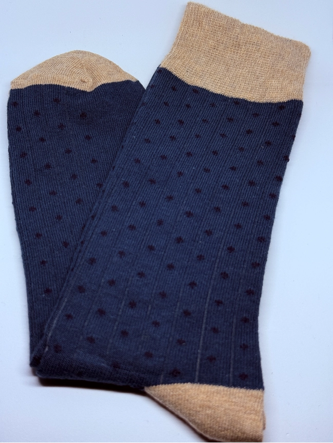 Bordo & Lacivert Kontrast Puantiyeli Premium Çorap - Görsel 3