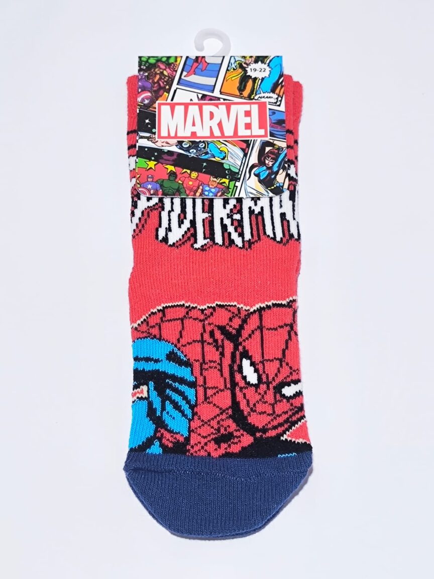 Lisanslı Marvel Örümcek Adam Çizgi Karakter Pamuklu Çocuk Çorabı – Canlı ve Konforlu Tasarım
