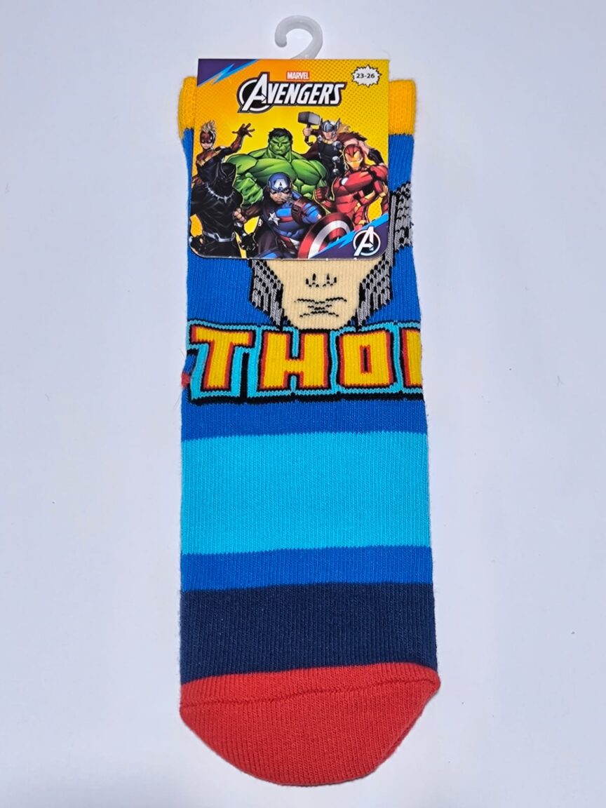 Lisanslı Marvel Avengers Thor Çizgi Karakter Pamuklu Çocuk Çorabı – Renkli ve Konforlu Tasarım