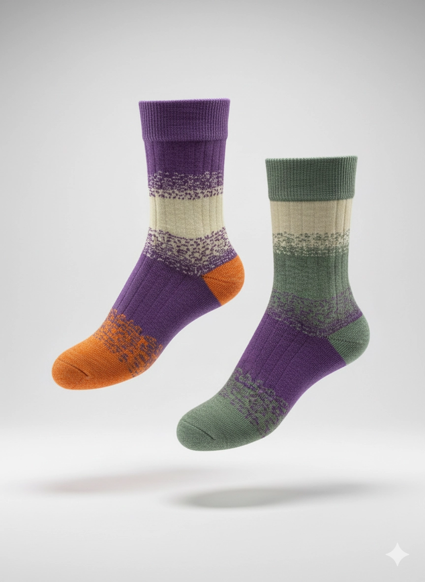 Desenli Renkli Tasarım Soket Pamuklu Çorap