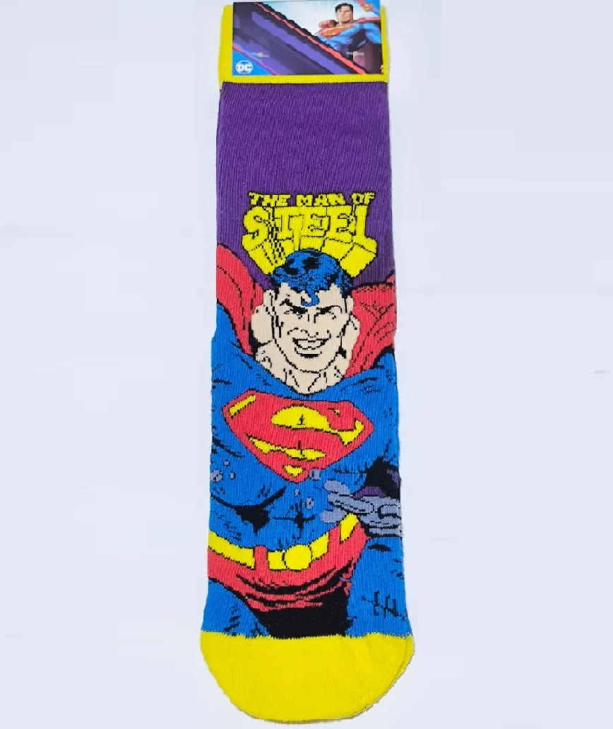 Lisanslı DC Comics Superman Logo Desenli Pamuklu Erkek Çorabı Kahraman Stili 2